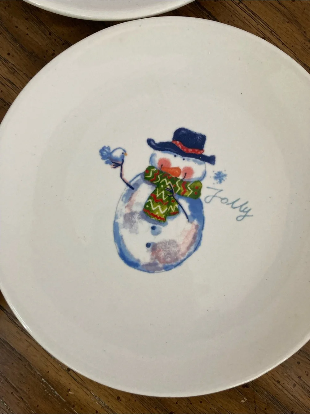 Pier 1 White Earthenware Set of 4 Appetizer 6” Plates with Christmas Designs